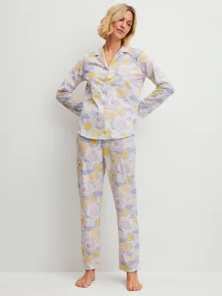 CALIDA - DAMEN Pyjama harmony blue print - Gr. - L