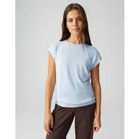 OPUS Kurzarmshirt Jerseyshirt aus ECOVERO™ Viskosemix Weiche Oberfläche, Pull-on, breiter Saum