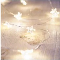 Lights4fun LED-Lichterkette 40er LED Micro Lichterkette Sterne warmweiß
