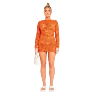 Missy Empire - Minikleid für Damen, Tiefer Rücken (Orange)