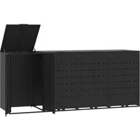 vidaXL Mülltonnenbox Mülltonnenbox für 4 Tonnen Schwarz 276x79x117 cm Stahl