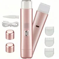 Luckice Elektrokörperrasierer Elektrischer Bikinitrimmer, 2-in-1 Damenrasierer mit 2 Scherköpfen, Aufsätze: 5, Trimmer + Folienrasierer, USB-C, LED-Akkuanzeige, Aufsteckkamm, für Bikinizone, hseln & Körper, Rosa, wiederaufladbar