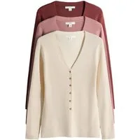 The Set Cardigan The Set Edle, taillierte Strickjacken im 3er-Pack (3-tlg)