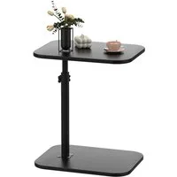 JEOBEST Beistelltisch Holz Klein Couchtisch Sofatisch: C Form, Höhenverstellbarer Side Table, Sofatisch mit Metallgestell
