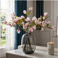 Kunstblume Kunstblumenstrauß Magnolie Rosa künstliche Blumen realistisch, Fanci Home