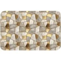 OnlyWow Badematte Mosaik - Marmor - Gold, Höhe 10 mm, Polyester, Rechteckig, Badezimmerteppich, Badteppich, Rutschfest, Badvorleger, Waschbar