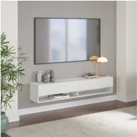 en.casa TV-Board, »Halmstad« hängend 2 Klappen 160 x 31 x 30 cm Weiß