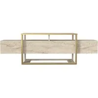 moebel17 Lowboard Lowboard Beige mit Granit Optik (Einzelmöbel, 1 St., TV-Lowboard), Mit 4 Regalen – in Beige mit Granitoptik, modern & elegant