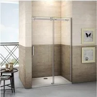 duschspa Dusch-Schiebetür Duschabtrennung Duschkabine Schiebetür Dusche Nischentür 8mm NANO Glas, 100x195 cm, Einscheibensicherheitsglas, Sicherheitsglas, (Set) Klarglas, links und rechts montierbar