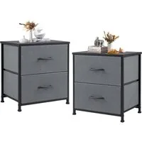 SURFOU Nachttisch 2er Nightstand Kommode Beistelltisch mit 2 Schublade 2-stufiger (für Schlafzimmer, für Schlafzimmer und Wohnzimmer), Bed Side Table Bedroom Stoffschubladen Aufbewahrungs Nachtschrank