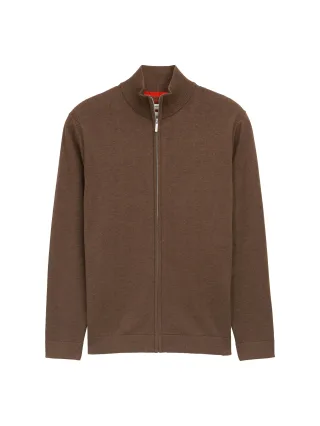 Tom Tailor - Strickjacke mit Stehkragen dark taupe melange - Gr. - XL