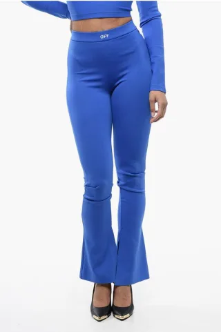 Einfarbige Leggings mit Knöchelschlitz in Blau