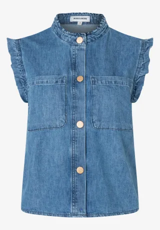 MORE & MORE - Jeansbluse blau - Gr. - 42