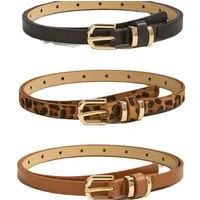 Oemmn Taillengürtel 3er-Set Damen-Taillengürtel – Schlanke Gürtel mit goldener Schnalle (3-St)