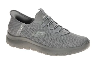 Skechers 232457 GRY Herren Slipper grau Textil Air Cooled Memory Foam