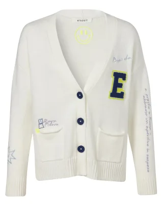 eiszeit - Jacke V-Ausschnitt 1/1 Arm Knöpfe offwhite multicolor - Gr. - 48