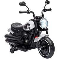 HOMCOM Elektro-Kindermotorrad mit 2 abnehmbaren Stützrädern, 3 km/h, Belastbarkeit 25 kg, (1-tlg), für 1,5-3 Jahre Kinder, weiß, 76 x 42 x 57 cm
