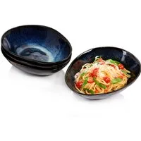 SÄNGER Pastateller Tokio Pastaschalen Set, (4 St), Blau Schwarz, Handmade, Premium Collection