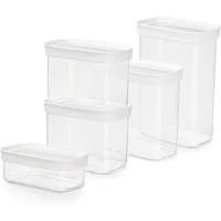 Emsa Vorratsdose N11428 Optima, Kunststoff, (Set, 5-tlg), rechteckig, hygienisch, platzeffizient