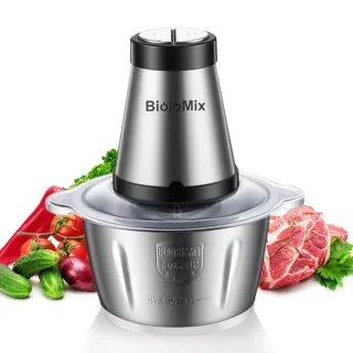 [EU Direct] BioloMix 500W 2L Capacity Electric Chopper Meat Grinder Stainless Steel 2 Speeds Meat Grinder Food Processor