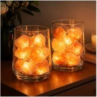 GLOBO LIGHTING LED Dekolicht, LED-Leuchtmittel fest verbaut, Warmweiß, Lichterkette 20x LED Salzkristalle Salzlichterkette Dekolampe