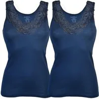 Toker Collection® Unterhemd Damen Unterhemd mit extra breiter Spitze 2 Stück (Packung, 2er Pack) exklusive Spitzen