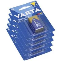 VARTA 5x Varta 4922 Longlife Power 9V-Block 1er Blister Batterie