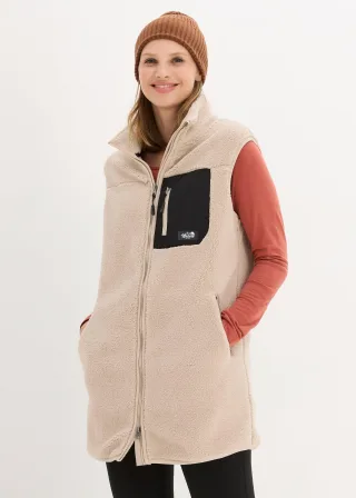 bonprix Teddy-Fleece Weste, grau, Gr.40/42 (M), Kuschelige Teddy-Fleece Weste mit Reißverschlusstasche auf Vorderseite, aus Fleece