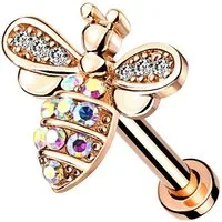 Taffstyle Piercing-Set Ohr Tragus Knorpel Labret Piercing Stecker Kristall Biene Rosegold 8mm (Conch Orbital Snug Ohrring Piercing), Ohrpiercing Cartilage Knorpel Ohr Tragus Helix Rook Lobe Daith