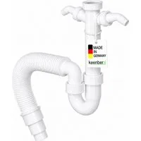 keenberk Anschluss-Set Röhrengeruchsverschluss Siphon 1 1/2" x Ø 40/50 mm 90° Winkel 2 GA