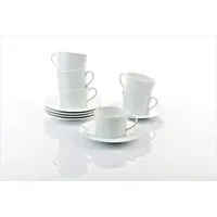Retsch Arzberg Tasse Kaffeetasse HEIKE WEISS komplett mit Untertasse, Set 12tlg. Porzellan, 12-tlg., Porzellan, Frühstückstassen für 6 Personen, klassisches Design in weiss