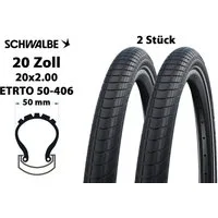 Schwalbe Fahrradreifen 2 Stück 20 Zoll SCHWALBE Big Apple 20x2.0 RaceGuard Reflex 50-406, (2-tlg), Reflexstreifen,Pannenschutz