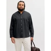 Jack & Jones PlusSize Langarmhemd JJEBREEZE LINEN BLEND BAND SHIRT L PLS mit Stehkragen
