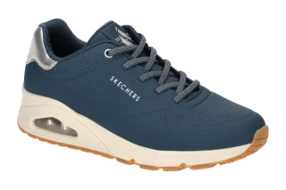 Skechers 155196 NVSL Damen Halbschuhe Sneaker Blau Silber Memory Foam Sohle