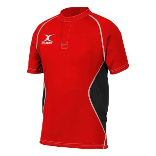 Gilbert - Rugby-Shirt für Herren, Regulär, Raglanärmel (Rot/Schwarz)