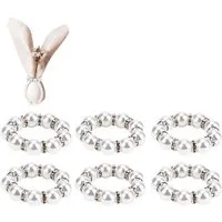 CLTYQ Serviettenring Perle Serviettenringe, 6 Stück Serviettenringe Schnallen Metall, Schnallen Serviette Ringe gestreckt Strass Serviettenring Halter
