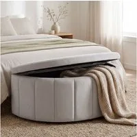 tectake Bank Polsterbank mit Stauraum Belastbarkeit 150 kg, 108 x 48 x 38,5 cm (Polsterbank Moon, in Samtoptik Taupe), Polsterdeckel mit Gasdruckfedersystem, mit Samt oder Bouclé
