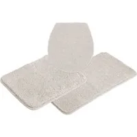 OTTO home Badematte Inga, Badezimmer Teppich, Badvorleger, Höhe 20 mm, rutschhemmend beschichtet, schnell trocknend, strapazierfähig, fußbodenheizungsgeeignet, Polyester, rechteckig, 3tlg Set Hänge WC, Badteppich, unifarben, weich, als halbrund und r