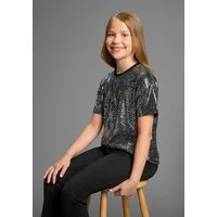 Bruno Banani T-Shirt festliches Glitzershirt in Paillettenoptik, für Mädchen Für TEENS, Shirt aus glitzernden Material