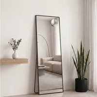 SONGMICS Standspiegel Ganzkörperspiegel mit saughaftem, verschiebbarem Vergrößerungsspiegel (set), stehend oder wandmontiert, Hartglas, gewölbt, 160 x 50/150 x 40 cm