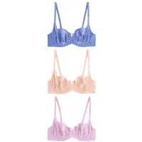 Next Balconette-BH Unwattierte Balconette-BHs aus Spitze, 3er-Pack (3-tlg)