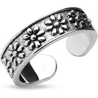 BUNGSA Zehenring Zehenring Blüten Silber aus Messing Damen, Zehring Toering