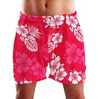 King Kameha Badeshorts Mono Hibiscus Hawaii Bade-Shorts Mesh-Einsatz Verschluss Kordelzug Mit integriertem Mesh-Innenslip für extra Komfort