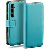 moex Handyhülle für Samsung Galaxy S23 FE Hülle Klappbar Book Case Türkis 6,4 Zoll, Klapphülle Kartenfach Flip Cover Handytasche Leder Optik Schutzhülle