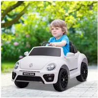 AIYAPLAY Elektro-Kinderauto 12V mit 2,4G Fernbedienung, LED-Lichtern, USB/MP3-Anschluss, Belastbarkeit 30 kg, (1-tlg), 3-5 km,h, für Kinder 3-5 Jahre, Weiß