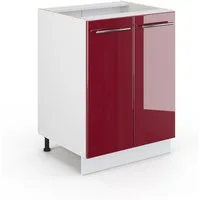 Vicco Unterschrank Fame-Line, Bordeaux Hochglanz/Weiß, 60 cm ohne Arbeitsplatte (1-St)