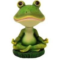 MystiCalls Dekofigur Wackelkopf Yoga Frosch Auto Figur (1 St), Sammelfigur, Sammlerfigur, Designerfigur, Dekofigur, Dekorationsobjekt