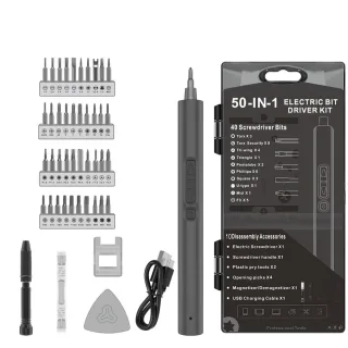 50-in-1 Mini Portable Electric Screwdriver Set 0.35 N·m Torque 200 r/min High-Speed Compact Design Rechargeable Lithium