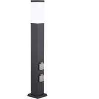 G&L Gartensteckdose LED Pollerleuchte IP44 Gartenstehlampe, Wegeleuchte mit E27-Fassung, Edelstahl Außenleuchte Stehleuchte, mit 2 Steckdosen, Leuchtmittel nicht inklusive