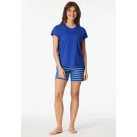 Schiesser Shorty Casual Essentials (2 tlg) mit unifarbenem Shirt und gestreifter Hose